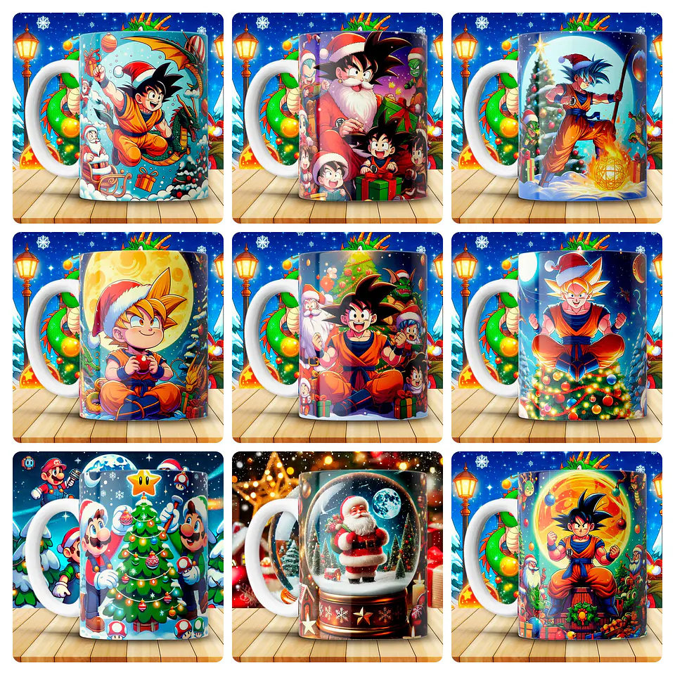 180 Artes para Caneca Personagens e Outros Natal 3D Arquivo em Png 3