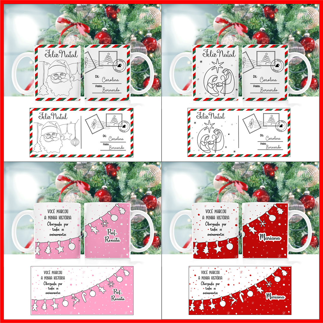 30 Artes para Caneca Natal em Linhas Arquivo em Png  4