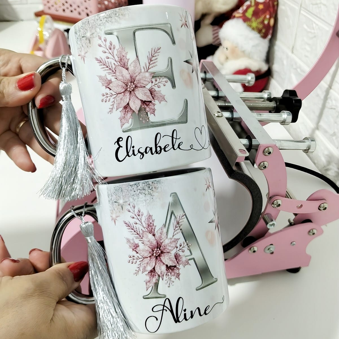 52 Artes para Caneca Alfabeto Dourado e Prata Natalino Arquivo em Png  3