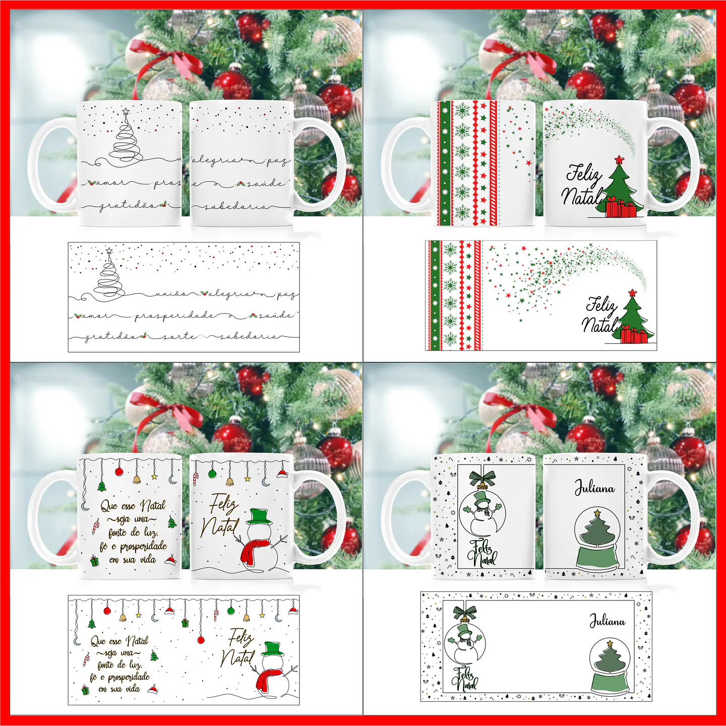 30 Artes para Caneca Natal em Linhas Arquivo em Png  5