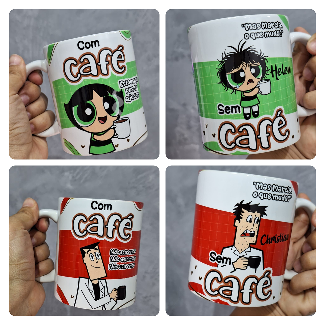 4 Artes para Caneca Com Café - Sem Café Meninas Poderosas Arquivo em Png 2