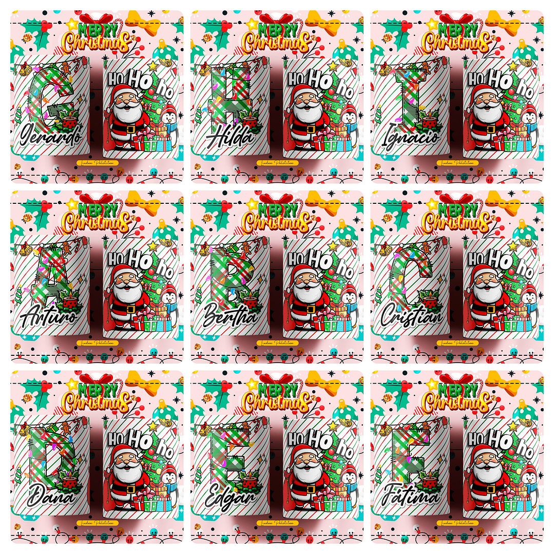 26 Artes para Caneca Alfabeto Papai Noel Arquivo Editável  2