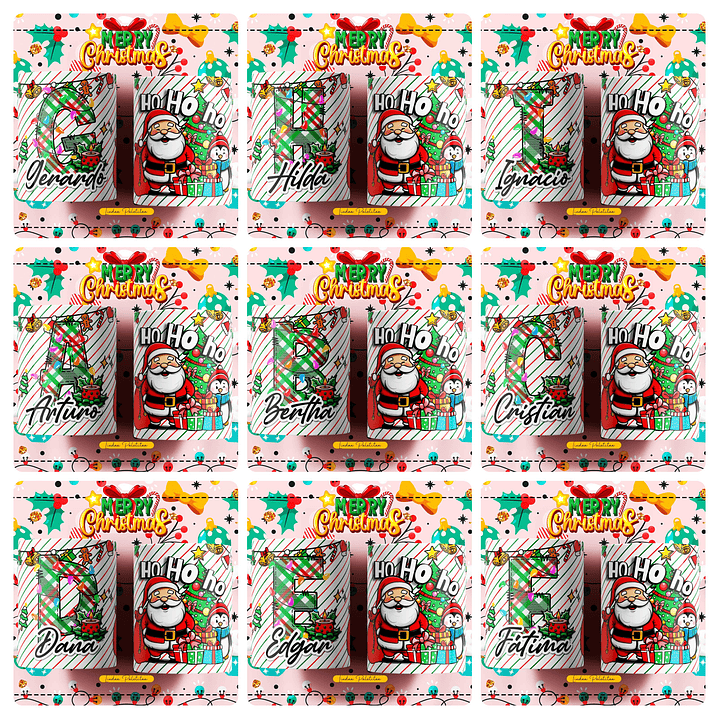 26 Artes para Caneca Alfabeto Papai Noel Arquivo Editável  2