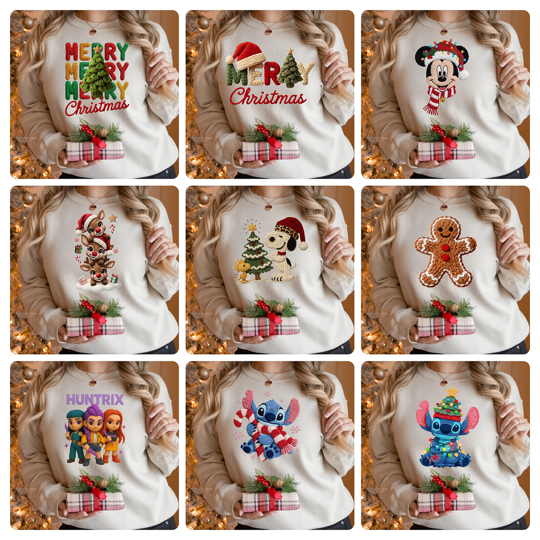 140 Artes para Camisa Tecidos de Croche Natal Arquivo em Png 4