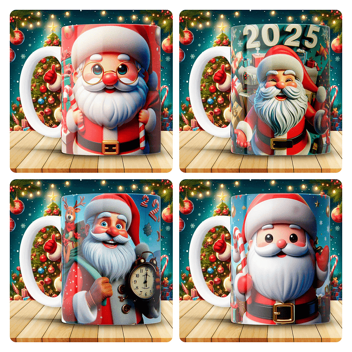 12 Artes para Caneca Papai Noel Arquivo em Jpg 1