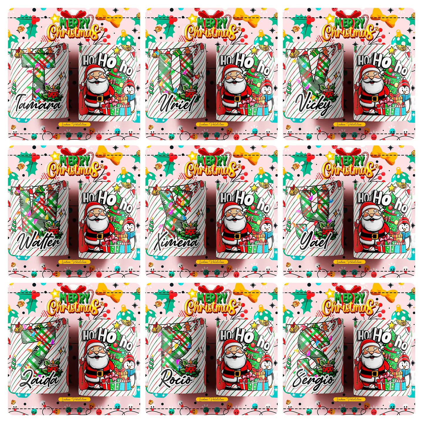 26 Artes para Caneca Alfabeto Papai Noel Arquivo Editável  3