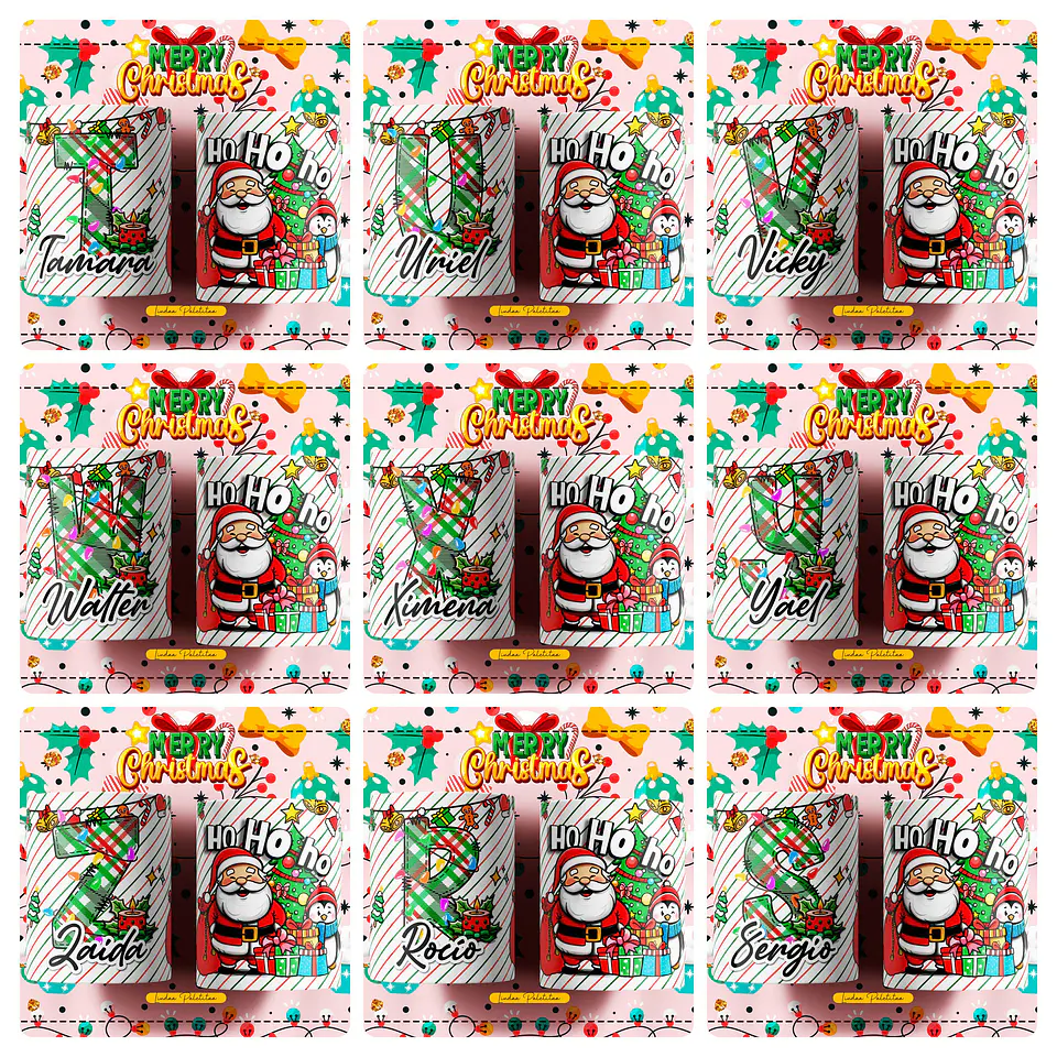 26 Artes para Caneca Alfabeto Papai Noel Arquivo Editável  3