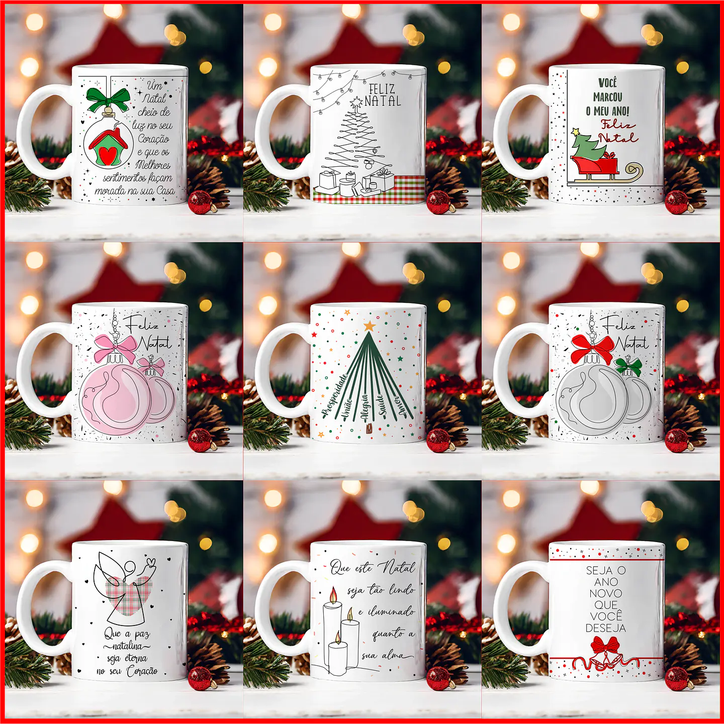 30 Artes para Caneca Natal em Linhas Arquivo em Png  6