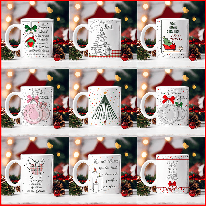 30 Artes para Caneca Natal em Linhas Arquivo em Png  6