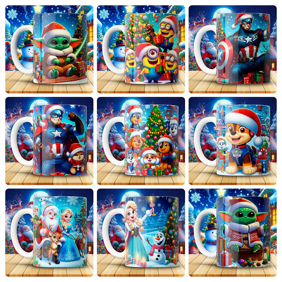 180 Artes para Caneca Personagens e Outros Natal 3D Arquivo em Png 6