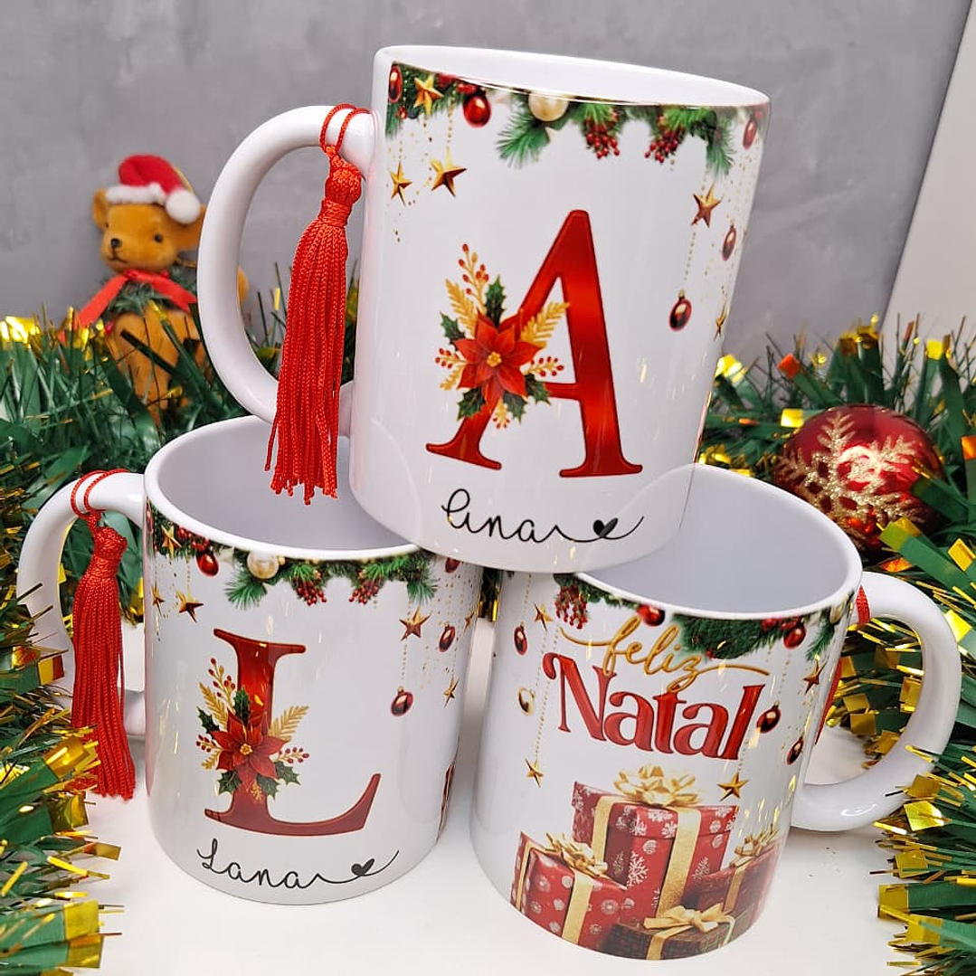 26 Artes para Caneca Alfabeto Vermelho Natalino Arquivo em Png 1