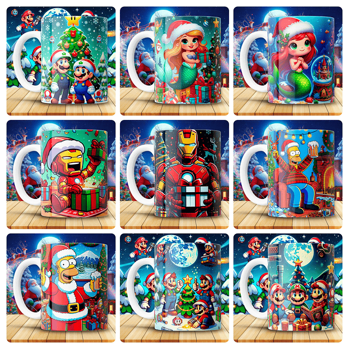 180 Artes para Caneca Personagens e Outros Natal 3D Arquivo em Png 7