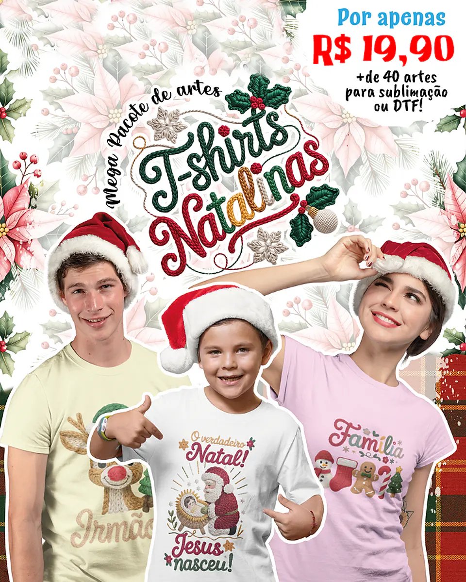 47 Artes para Camisa T-Shirts Natalino Natal Arquivo em Png 1