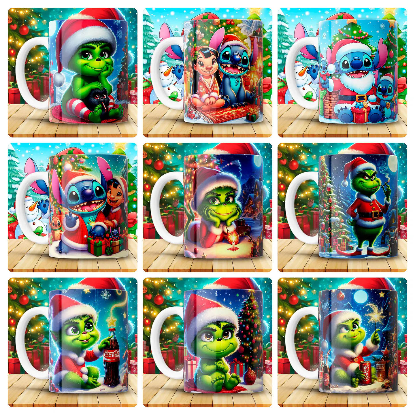 180 Artes para Caneca Personagens e Outros Natal 3D Arquivo em Png 9