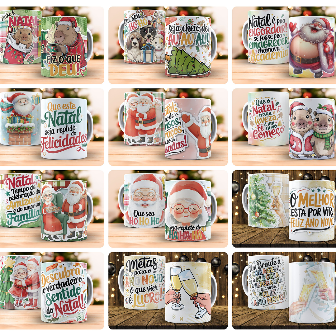 48 Artes para Caneca e Azueljo Então é natal (e Ano novo Também) Arquivo em PNG  1