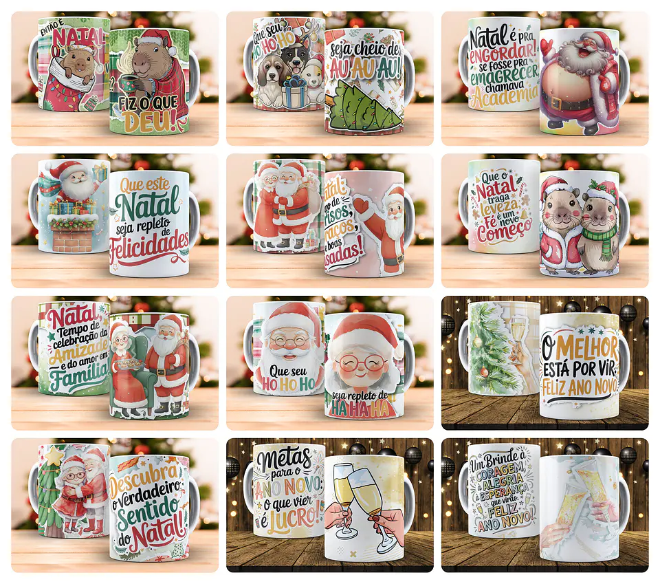 48 Artes para Caneca e Azueljo Então é natal (e Ano novo Também) Arquivo em PNG  1