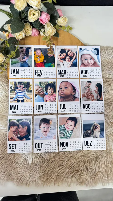 Arquivo Calendário Polaroid 2026 (Português, English, Español) Arquivo em Png