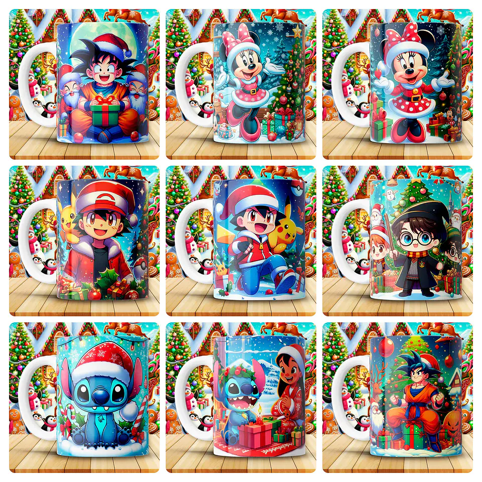180 Artes para Caneca Personagens e Outros Natal 3D Arquivo em Png 12