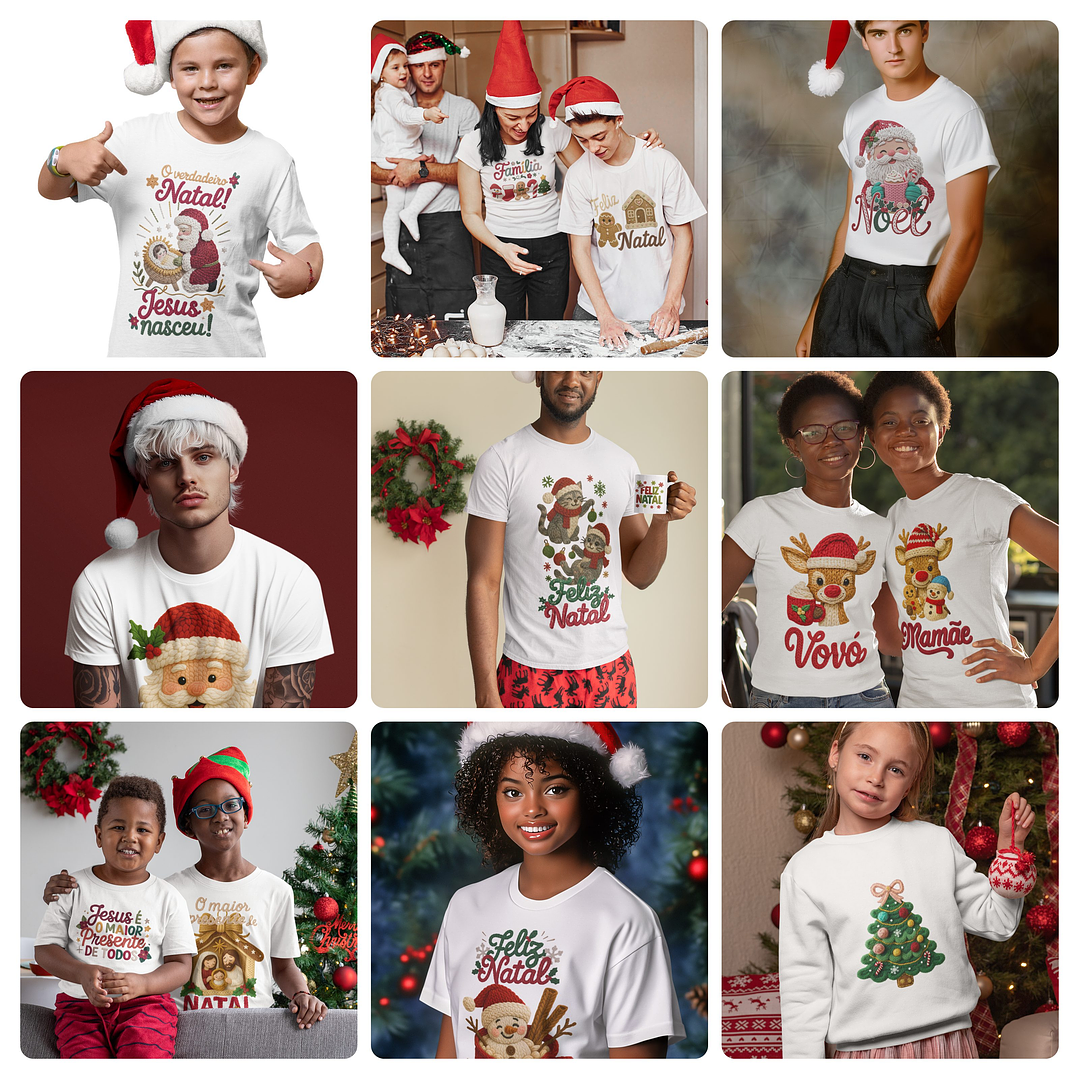 47 Artes para Camisa T-Shirts Natalino Natal Arquivo em Png 4