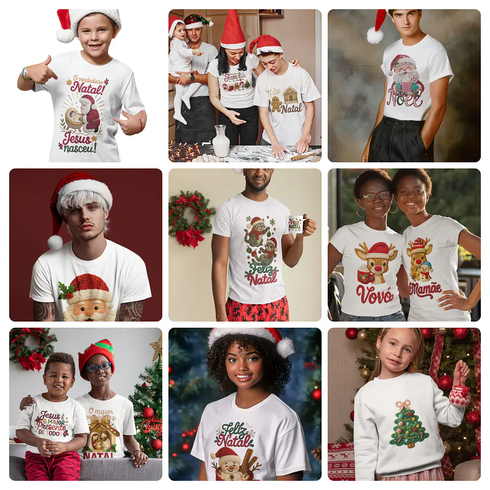 47 Artes para Camisa T-Shirts Natalino Natal Arquivo em Png 4