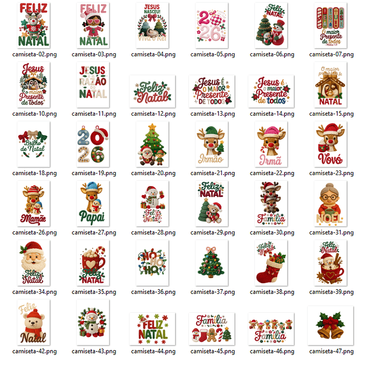 47 Artes para Camisa T-Shirts Natalino Natal Arquivo em Png 5