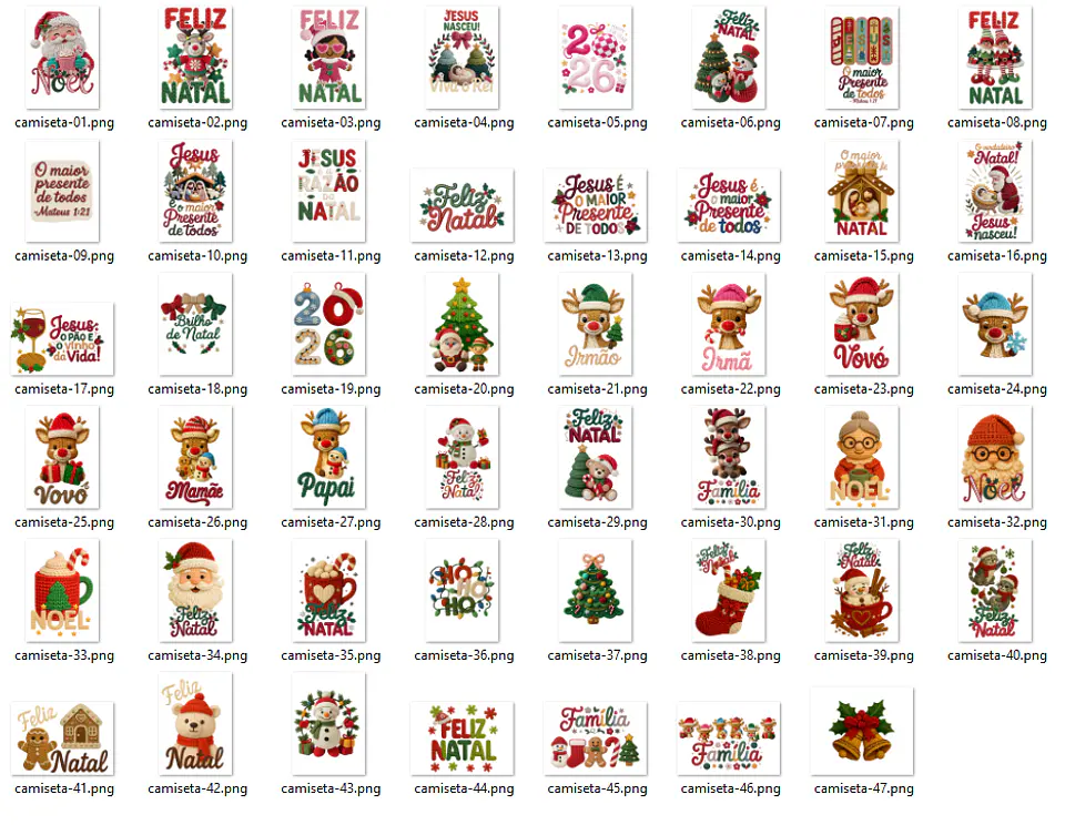 47 Artes para Camisa T-Shirts Natalino Natal Arquivo em Png 5