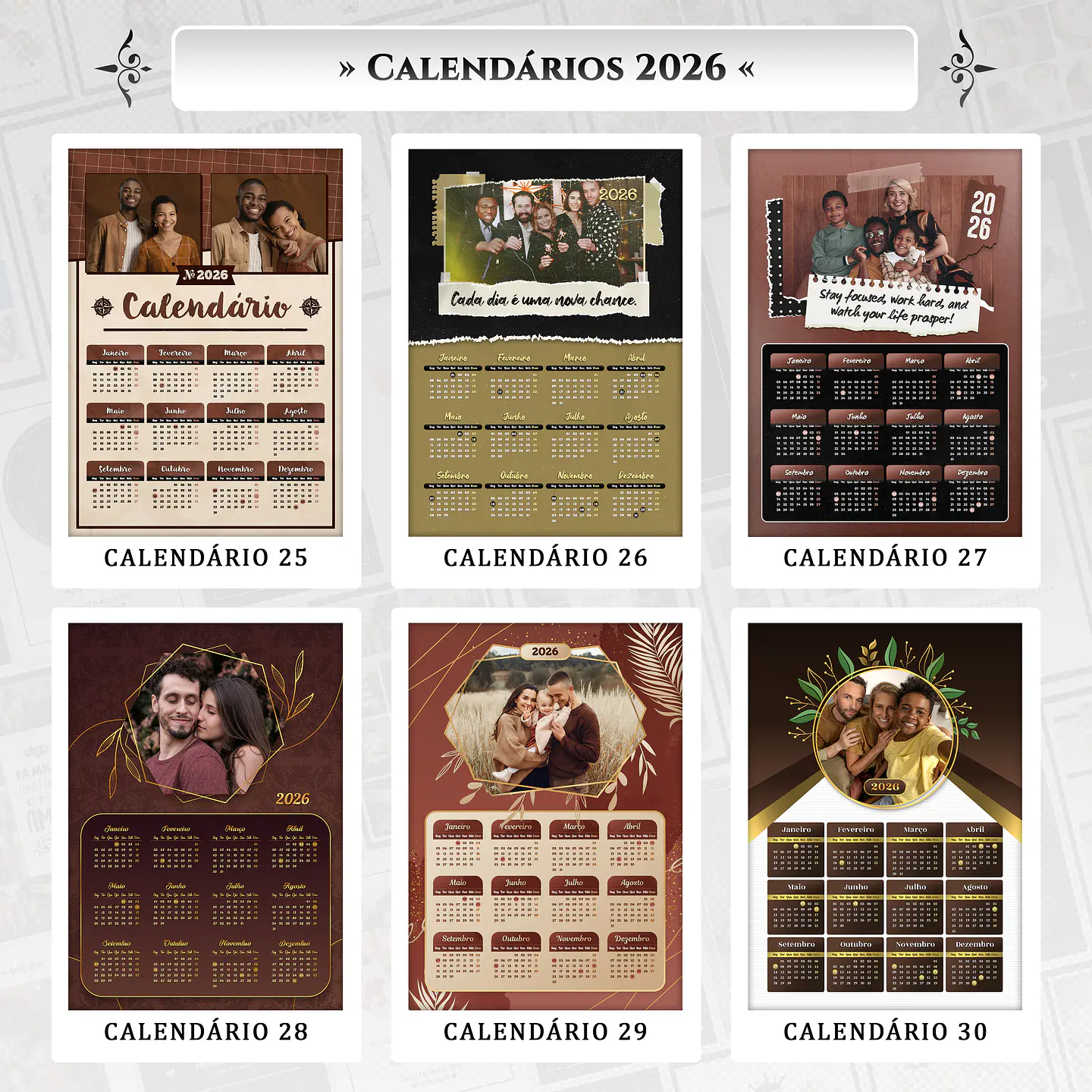 30 Artes para Calendário 2026 Arquivo Editável 5