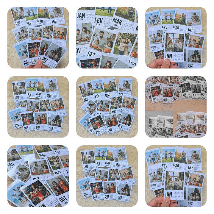 Calendário Polaroid 2026 Editavel Canva Arquivos Pdf Png 2