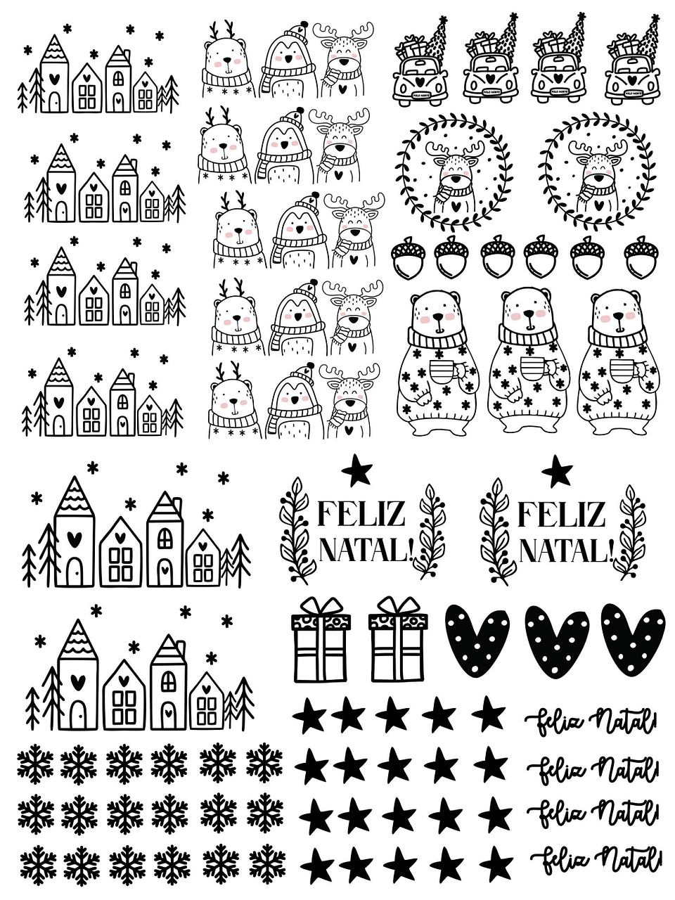 Arquivos para Personalização Natal, Fusca, Casinhas, Alfabeto, Mistos em Dtf Uv 8