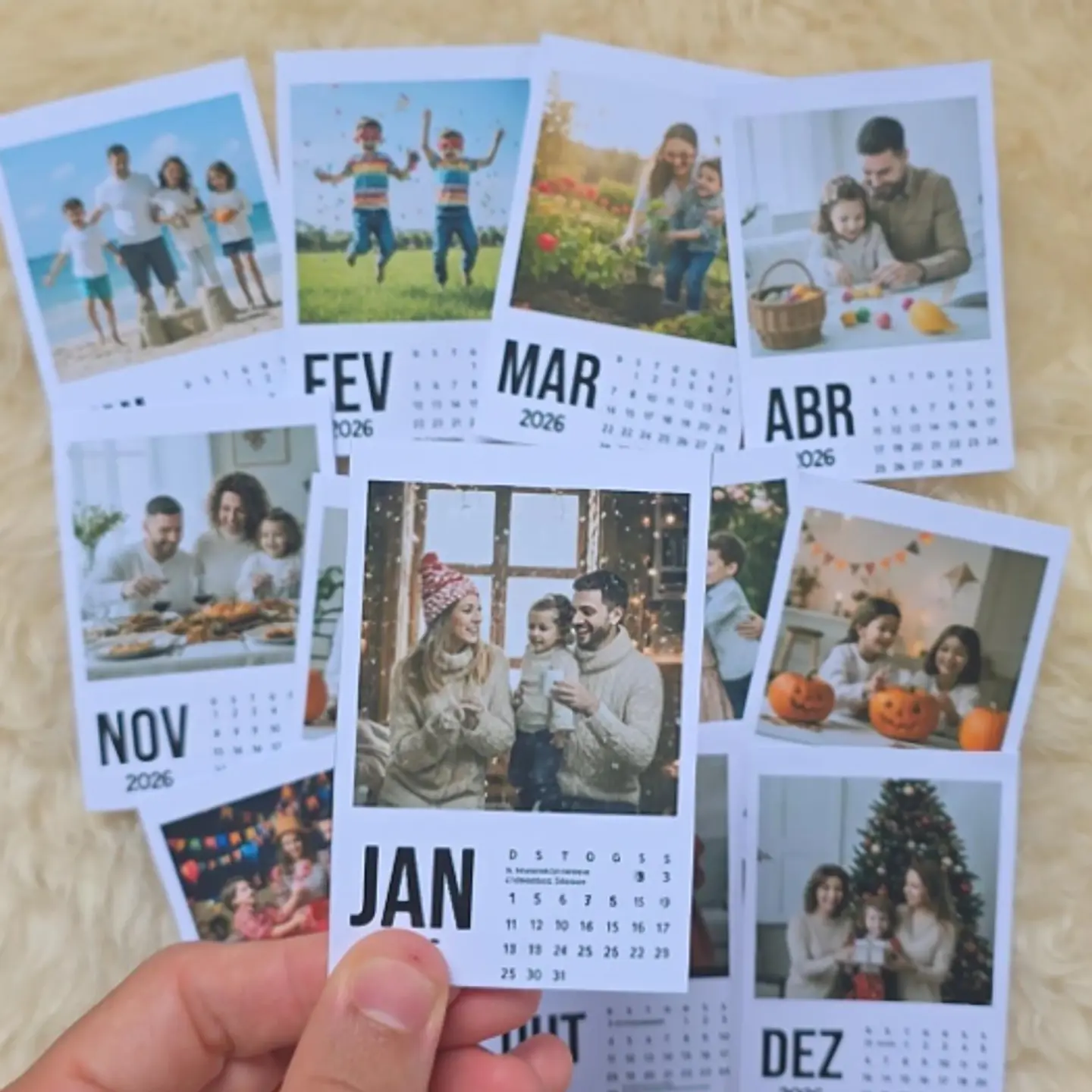 Calendário Polaroid 2026 Editavel Canva Arquivos Pdf Png 6