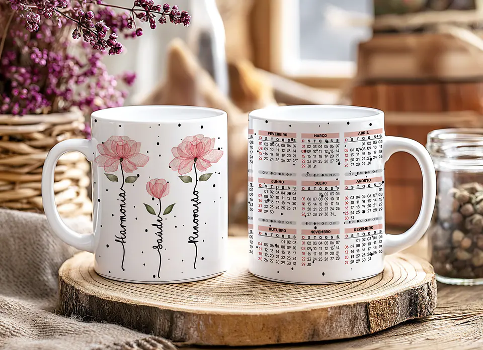 12 Artes para Caneca Calendário Ano Novo Minimalista 2026 Arquivo Editável  1