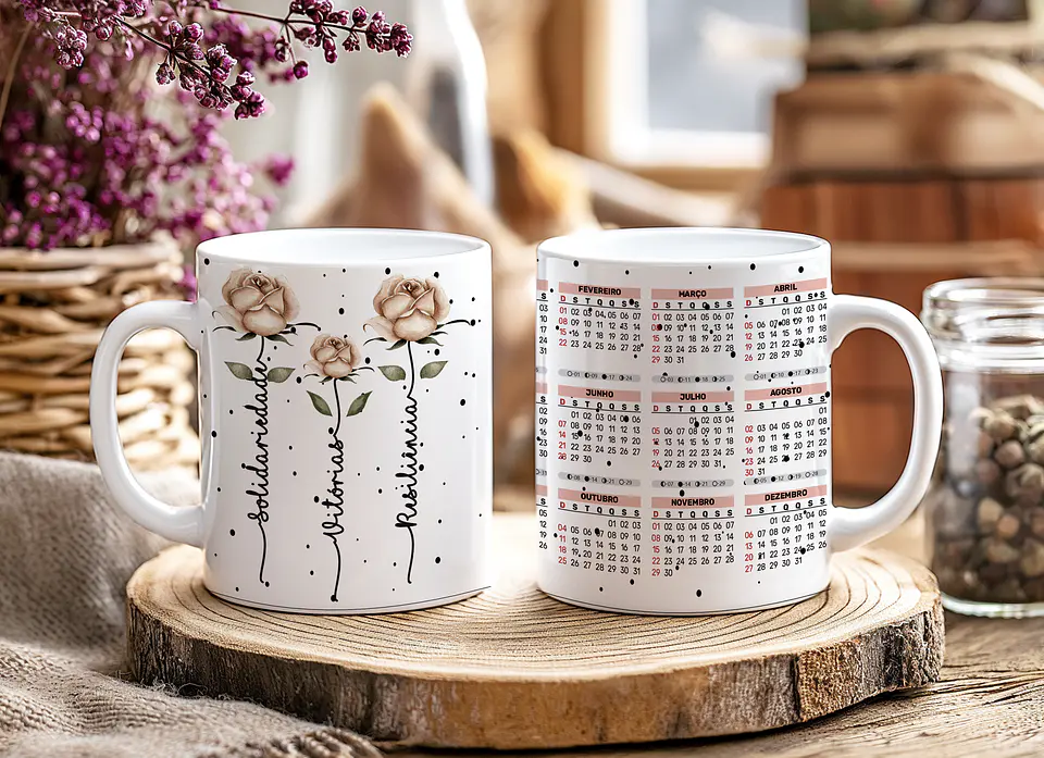 12 Artes para Caneca Calendário Ano Novo Minimalista 2026 Arquivo Editável  2