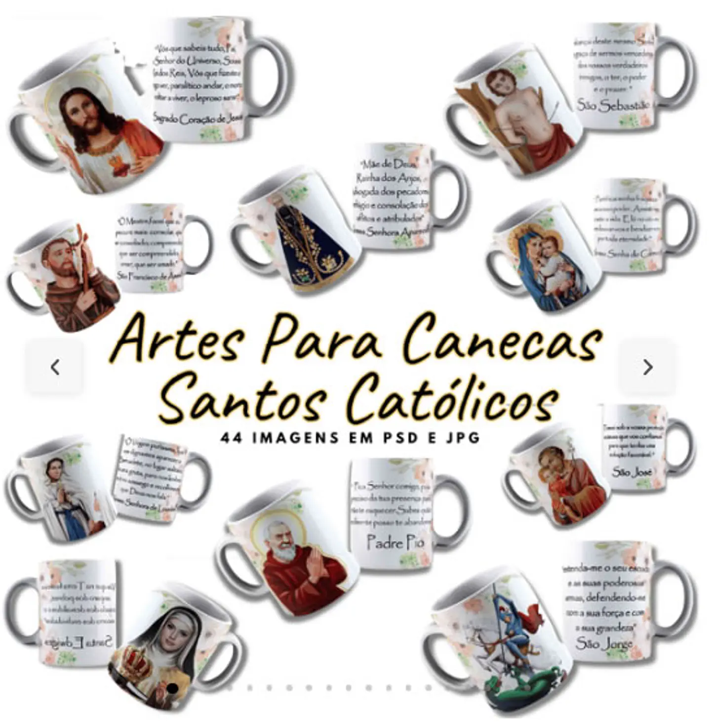 44 Artes para Canecas Santos Católicos Arquivo Editável  1