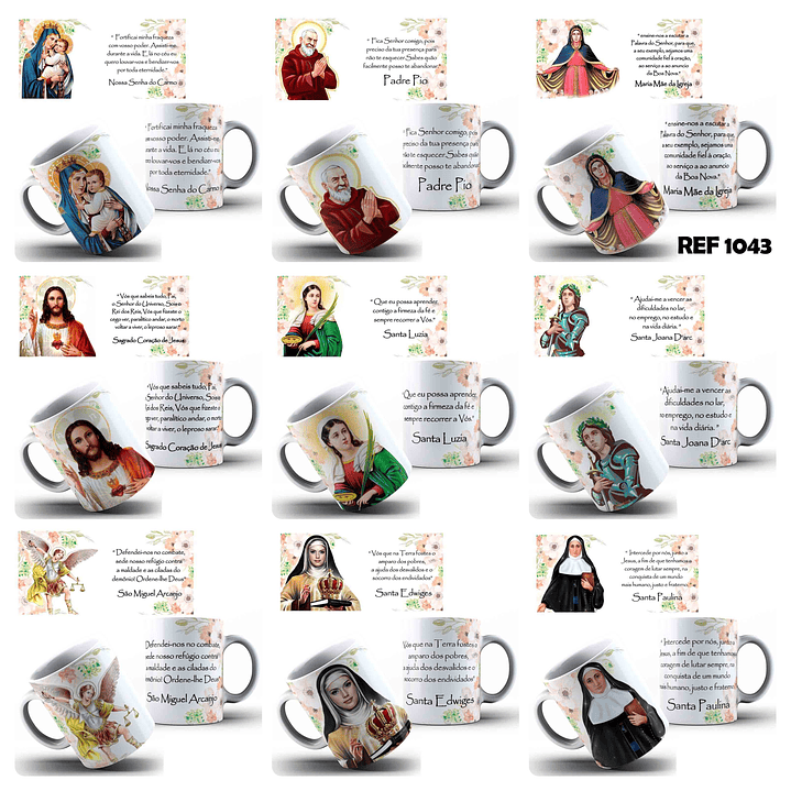 44 Artes para Canecas Santos Católicos Arquivo Editável  3