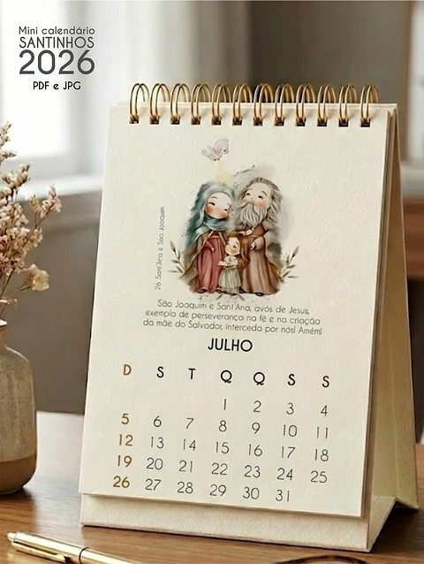 Arquivo Calendário de Mesa Santinhos 2026 Arquivo em Pdf 