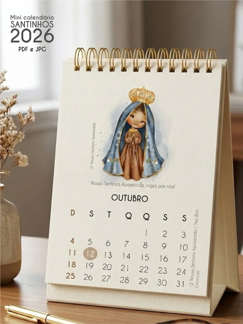 Arquivo Calendário de Mesa Santinhos 2026 Arquivo em Pdf  2