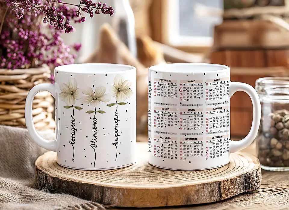12 Artes para Caneca Calendário Ano Novo Minimalista 2026 Arquivo Editável  6