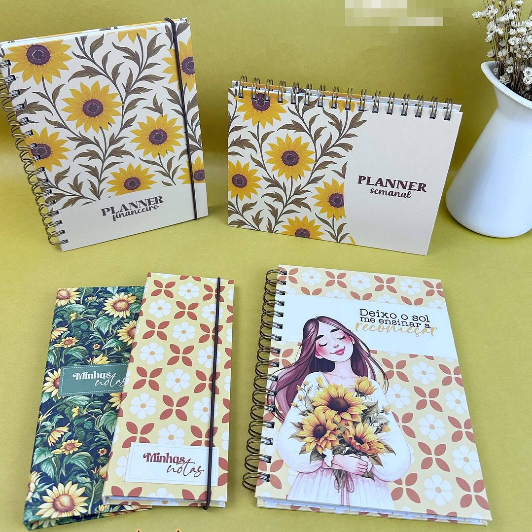Combo encadernação + Kit digital Girassol Arquivo em Png 4