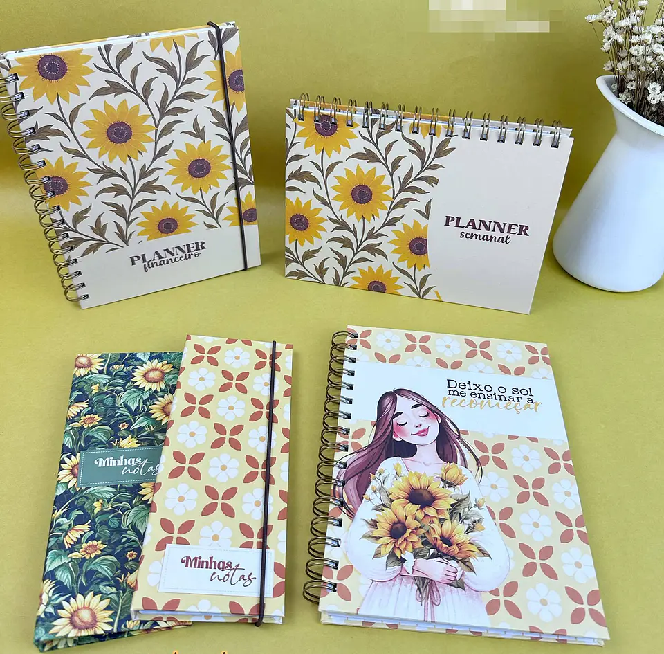 Combo encadernação + Kit digital Girassol Arquivo em Png 4