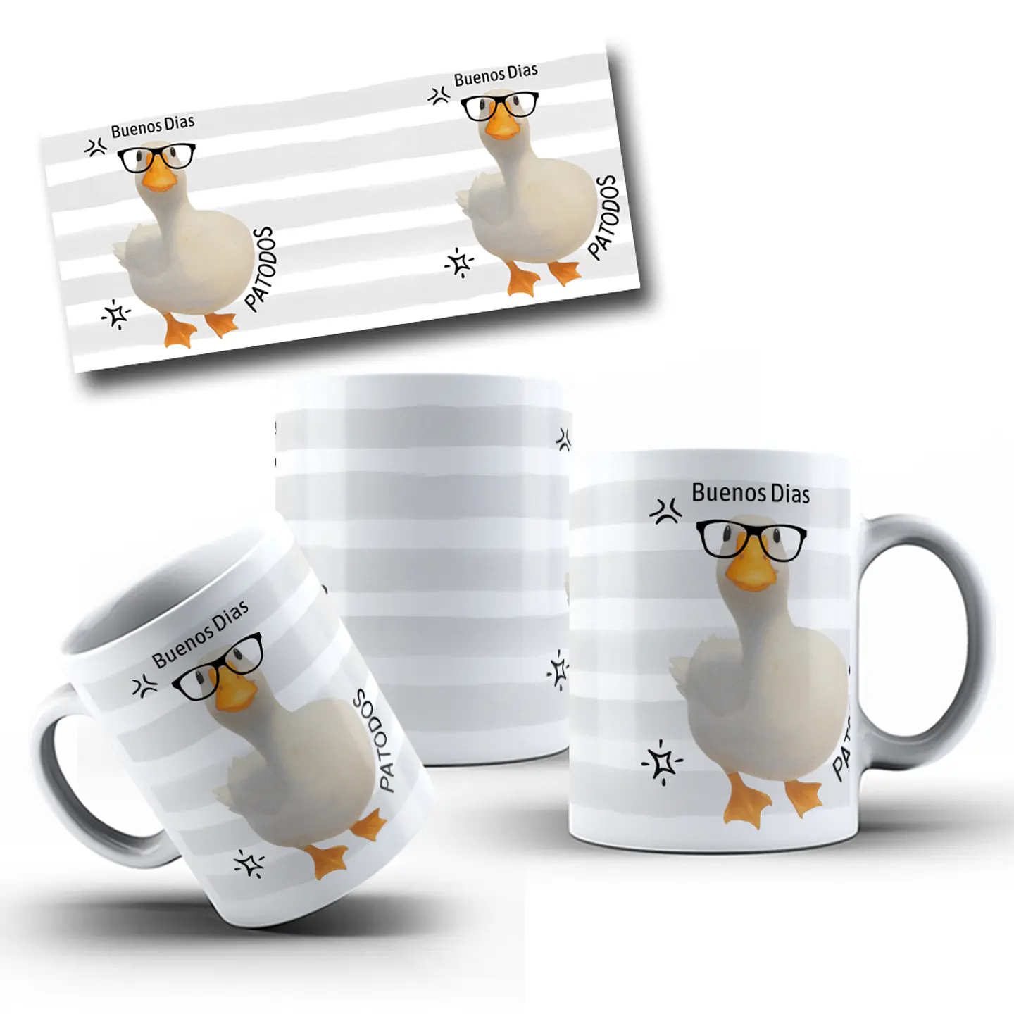 Arte Caneca Buenos Dias PATODOS Arquivo em Jpg  1