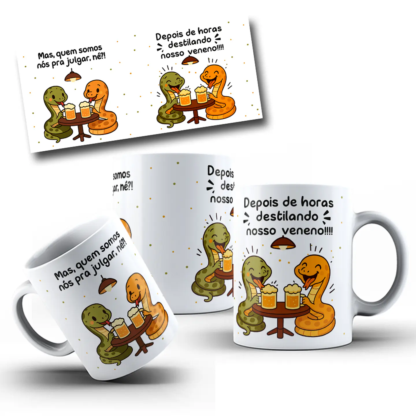 Arte Caneca Cobras Fofoqueiras Arquivo em Jpg 1