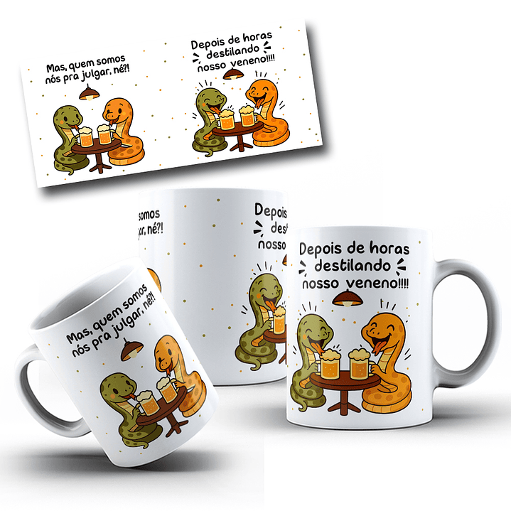 Arte Caneca Cobras Fofoqueiras Arquivo em Jpg 1
