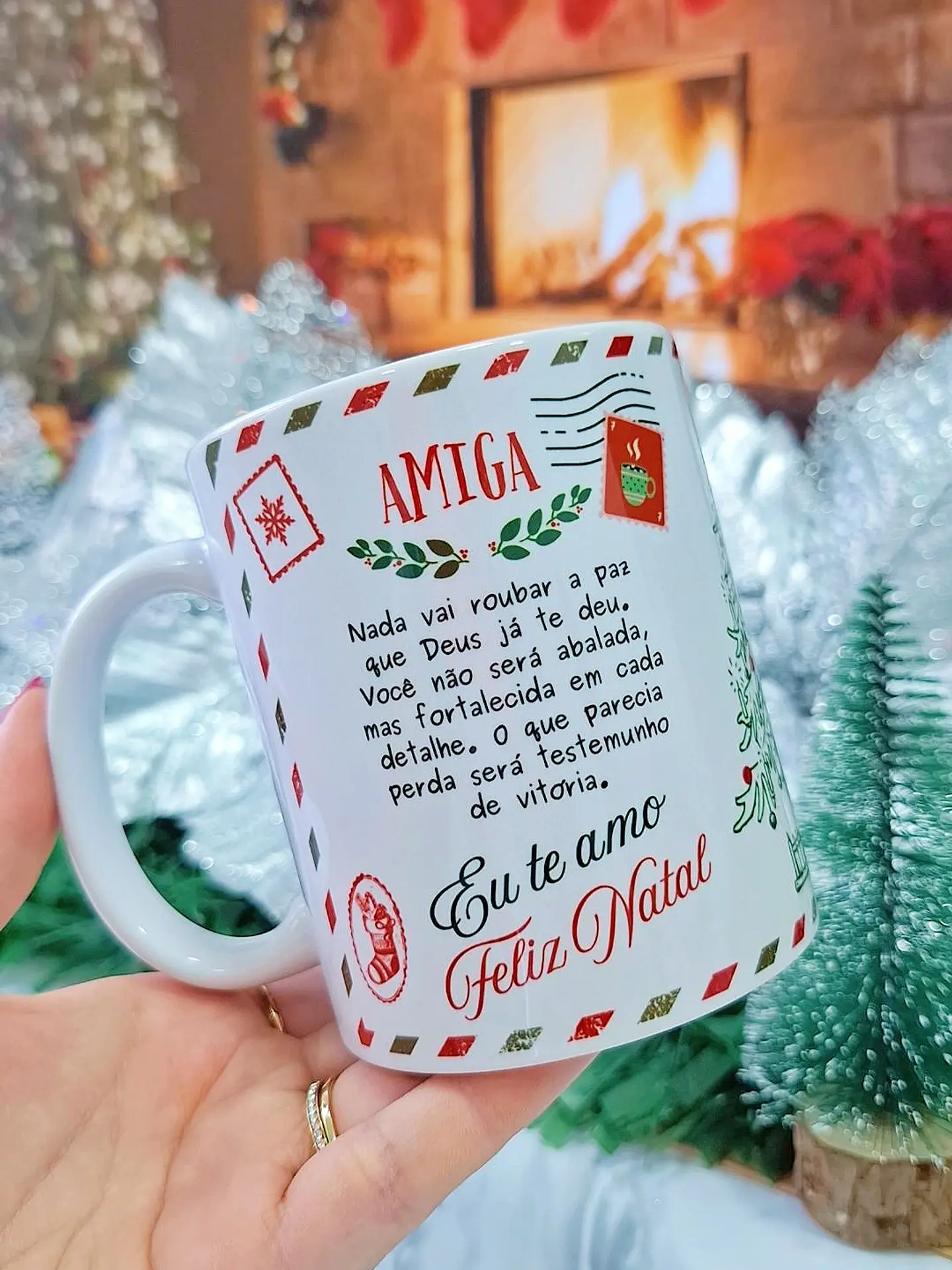 Arte Caneca Correspondência Natalina Vintage Arquivo em Jpg 1