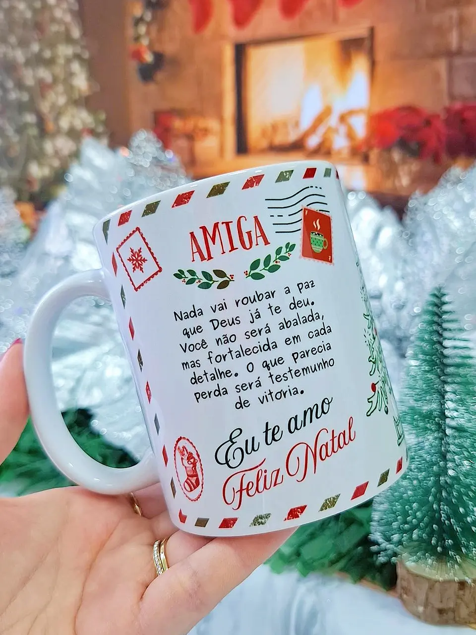 Arte Caneca Correspondência Natalina Vintage Arquivo em Jpg 1