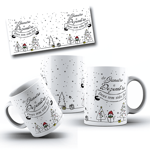 Arte Caneca De Janeiro a Dezembro Deus tem sido Fiel Arquivo em Jpg