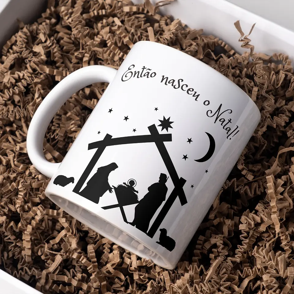 Arte Caneca Então Nasceu o natal Jesus Arquivo em Jpg  2