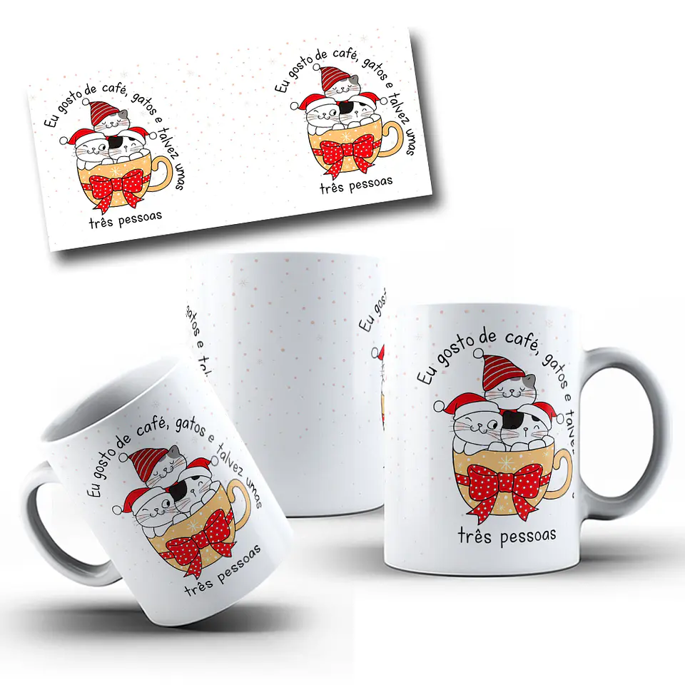 Arte Caneca Eu gosto de café, gatos e talvez umas três pessoas Arquivo em Jpg 1