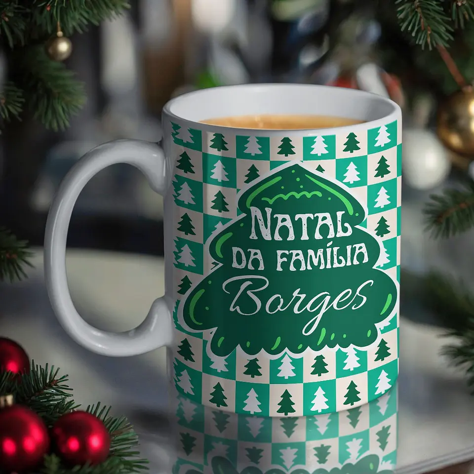 Arte Caneca Natal da Família Arquivo em Jpg  2