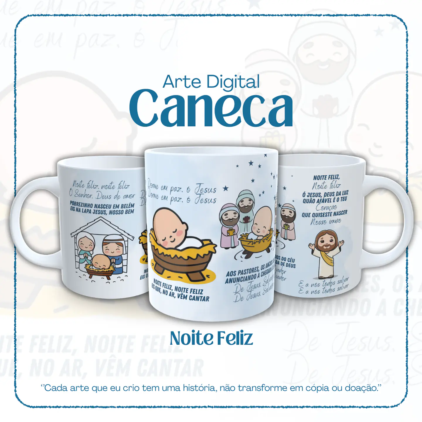 Arte Caneca Noite Feliz (Música Natal) em Jpg 1