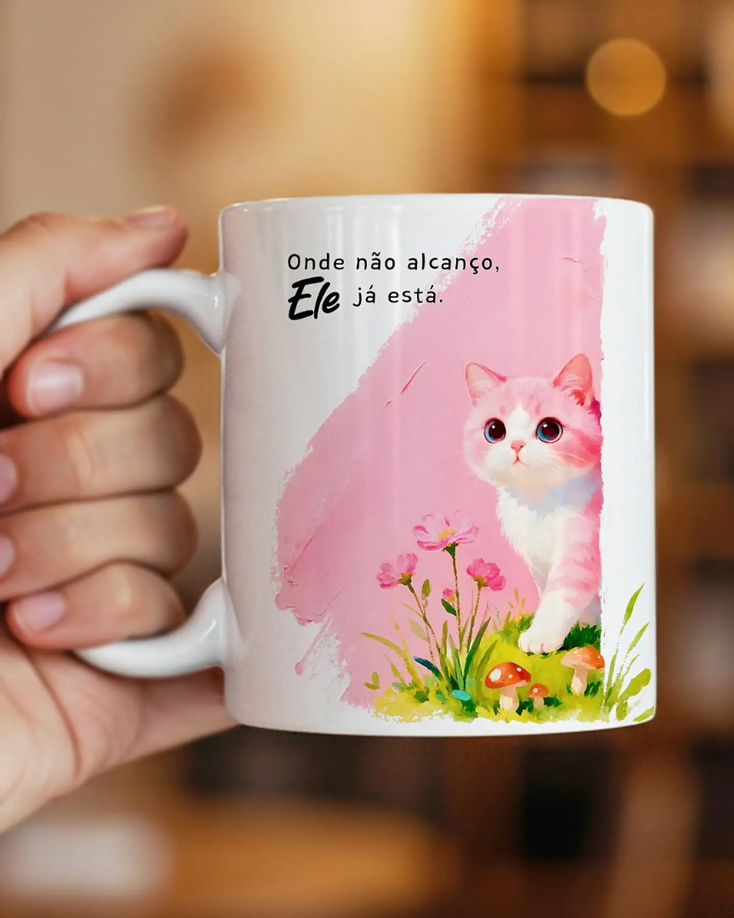 Arte Caneca Onde não alcanço, Ele já está em Jpg  1